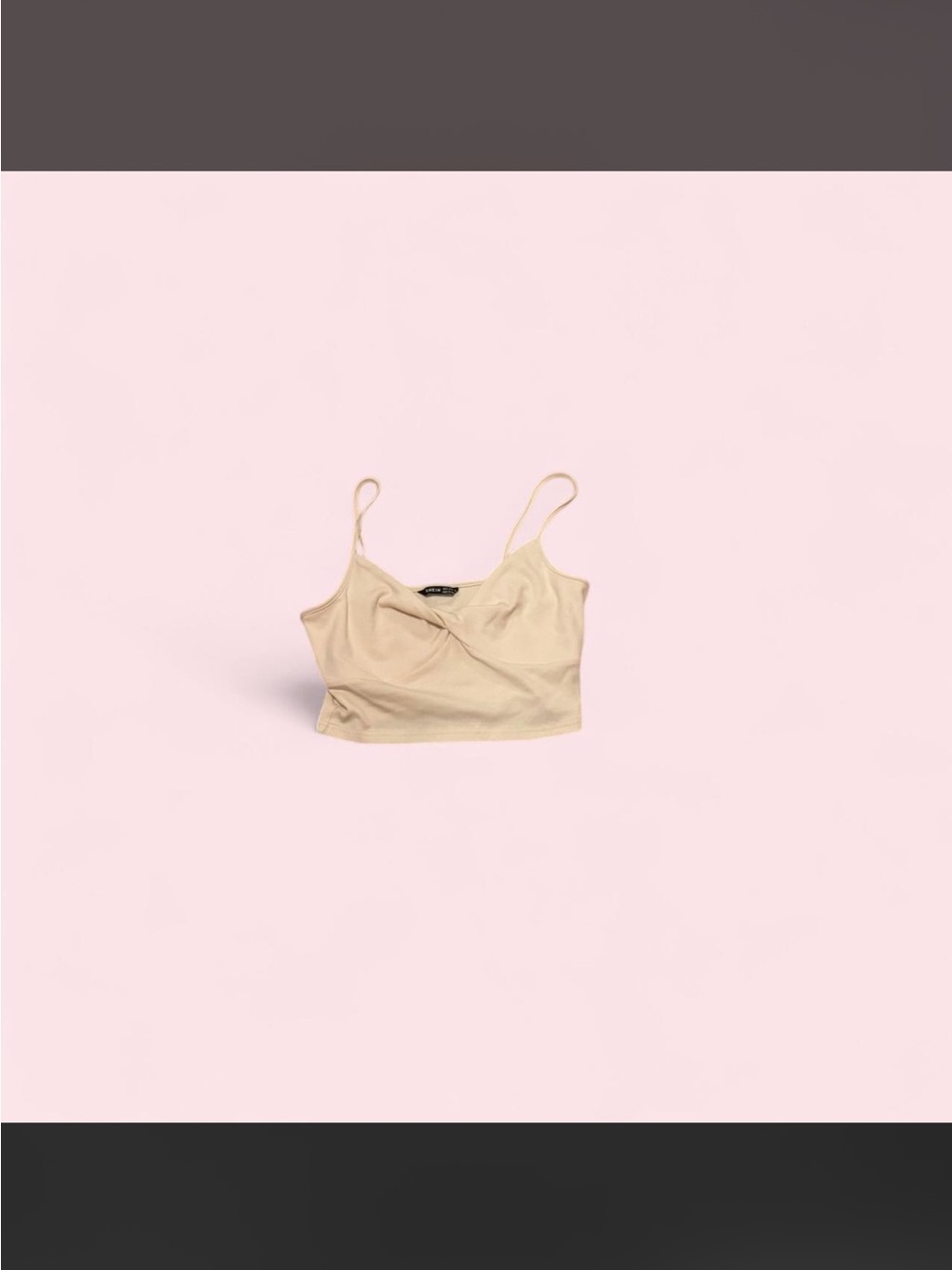Beige Cropped Spaghetti Strap Tank Top